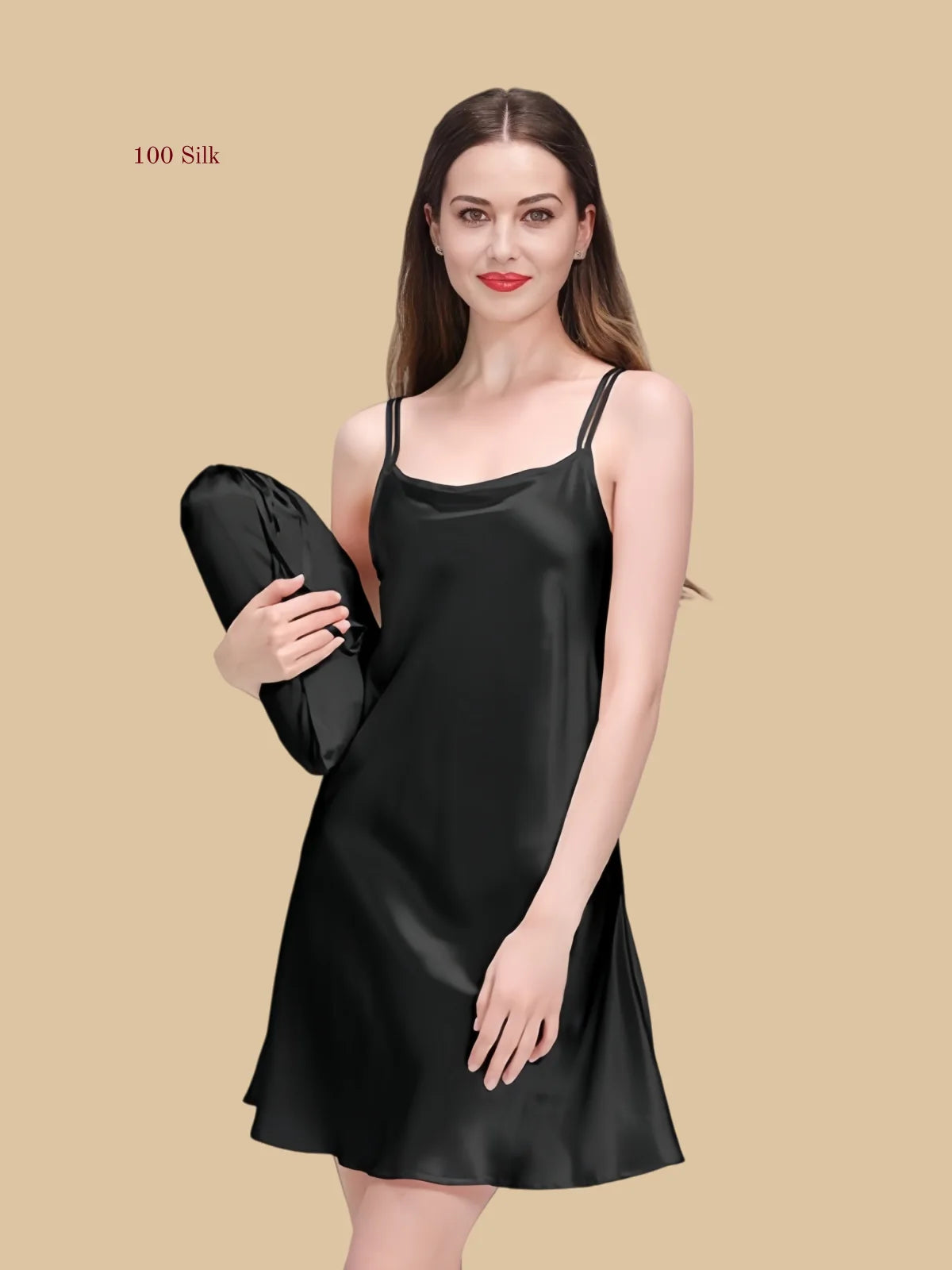 Women Simple Silk Sundresses  A Line