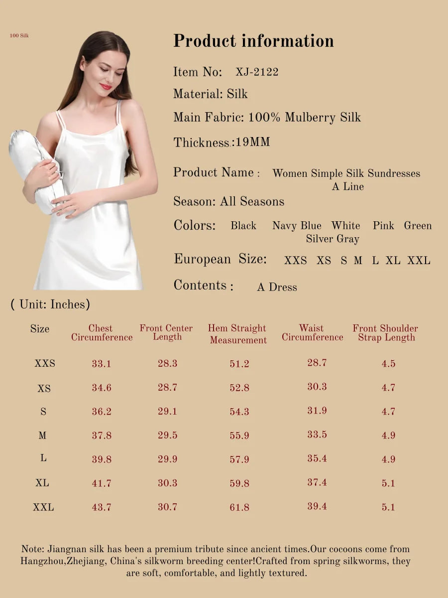 Women Simple Silk Sundresses  A Line