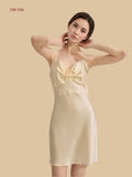 19mm silk nightgown with ruched drawstring bust front view