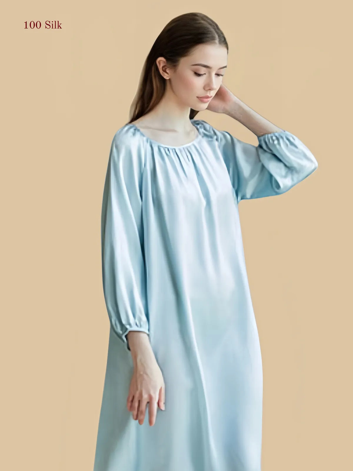 Women's Silk Dresses With Long Sleeves - 100% Mulberry Silk Silk Nightgown And Robe Set | Silkgala