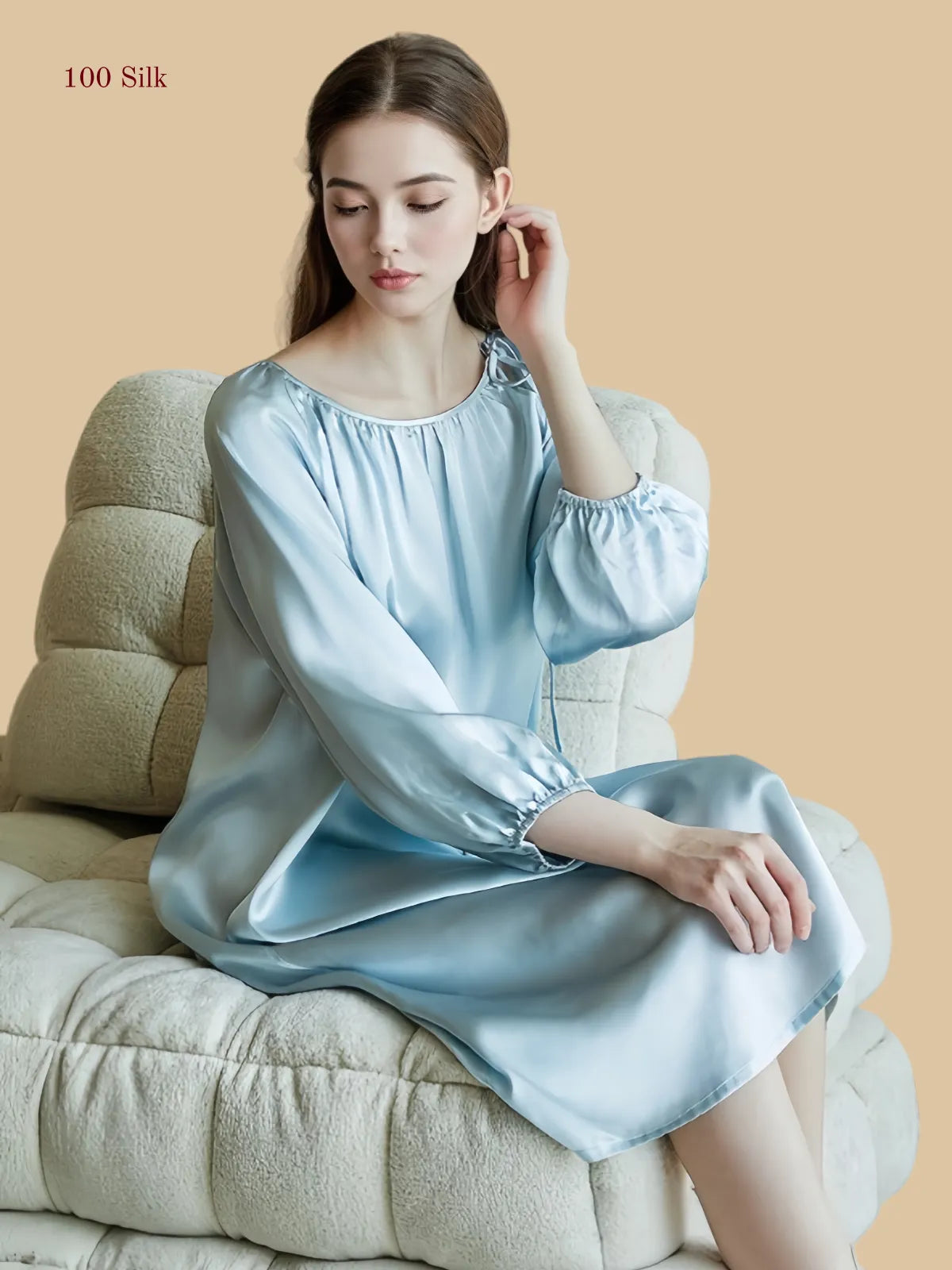 Women's Silk Dresses With Long Sleeves - 100% Mulberry Silk Silk Nightgown And Robe Set | Silkgala