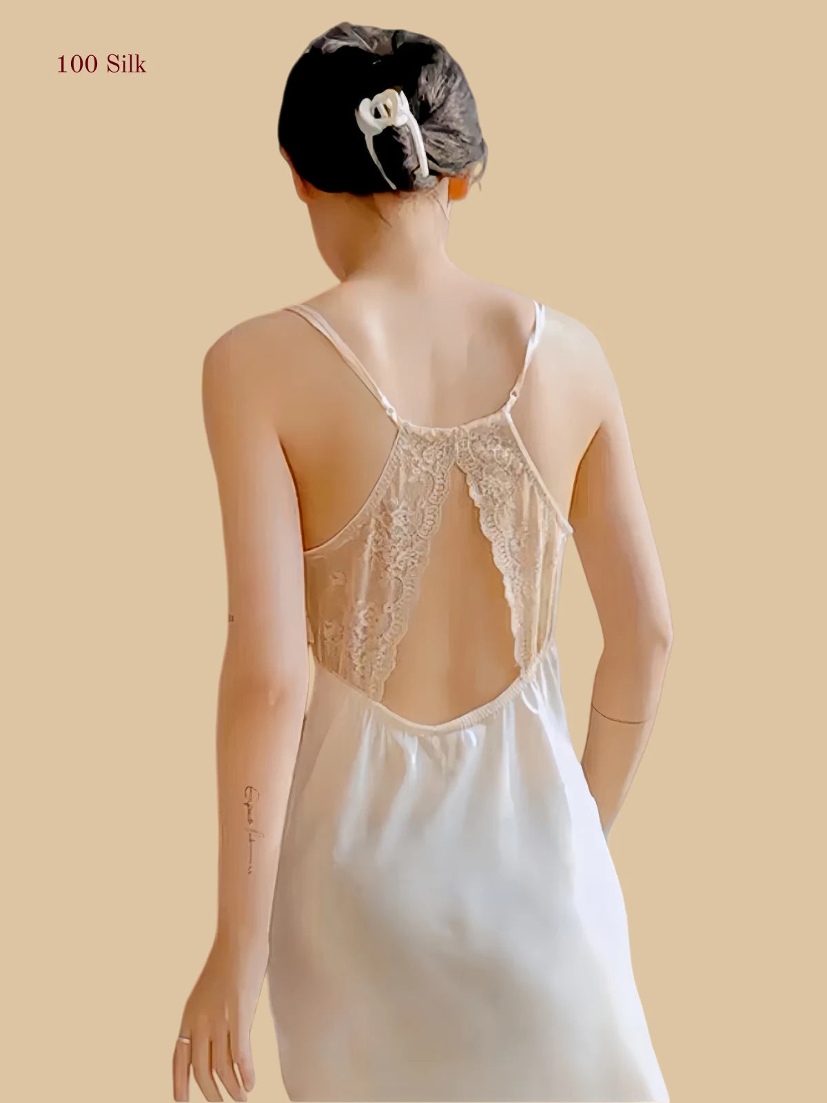 Women's Cream Silk Slip Dress