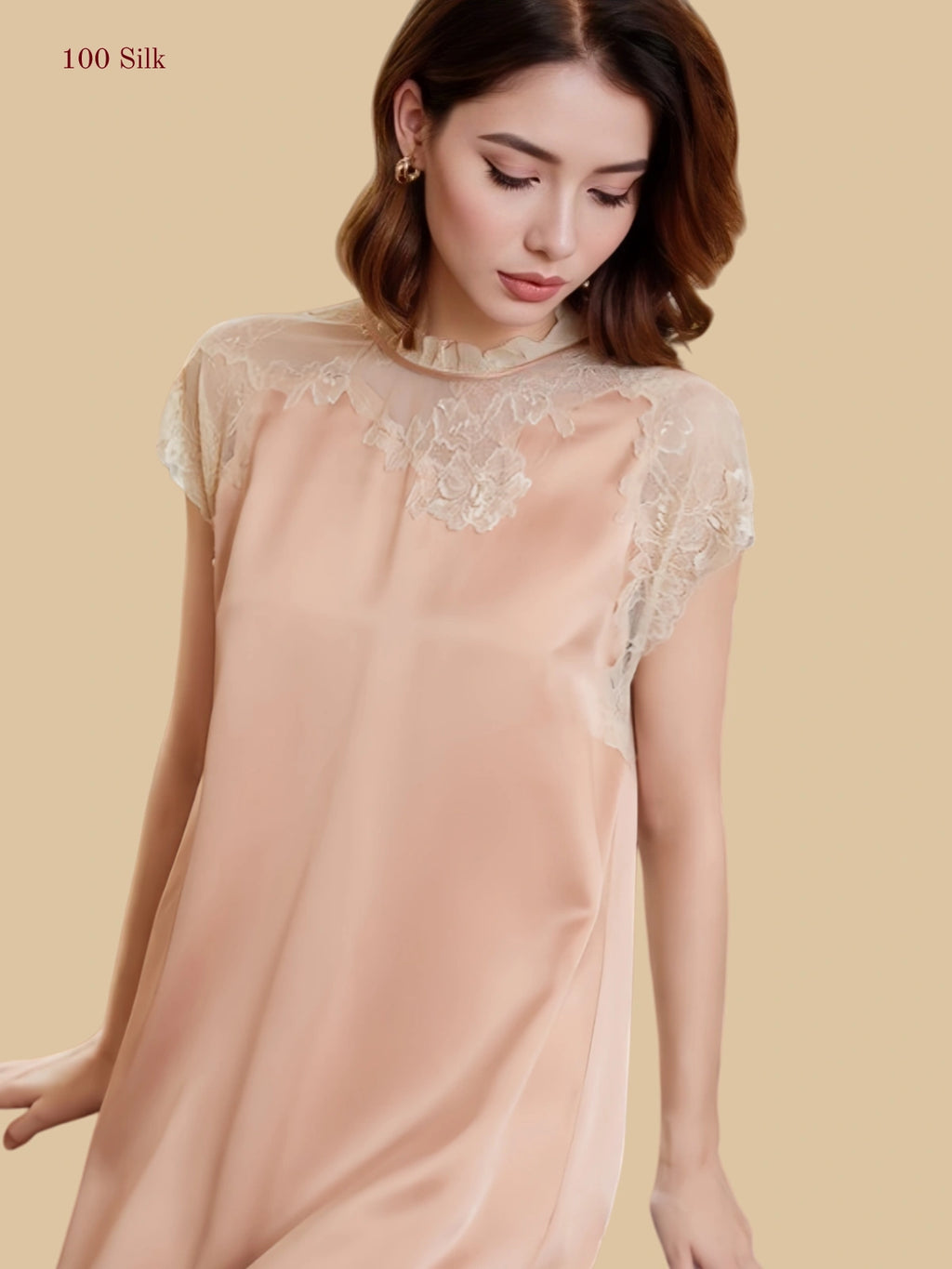 Women's Grace Silk Short Nightgown - 100% Mulberry Silk Silk Nightgown And Robe Set | Silkgala
