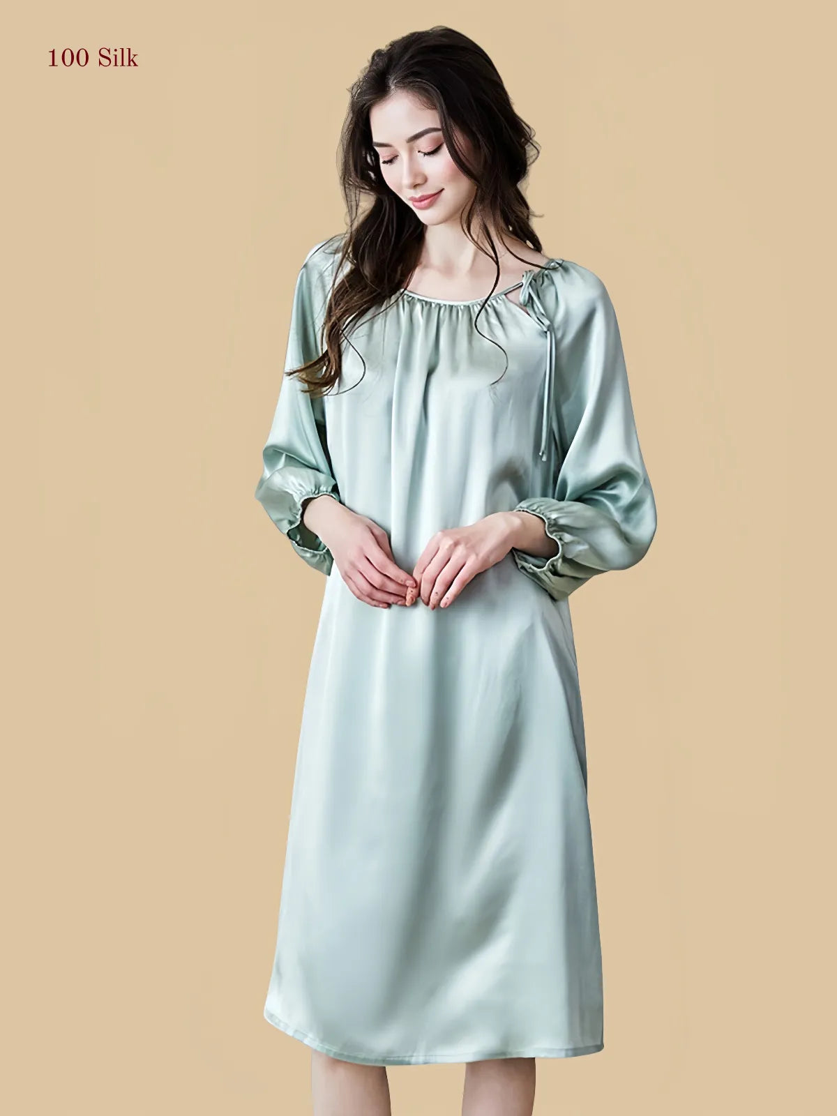 Women's Silk Dresses With Long Sleeves - 100% Mulberry Silk Silk Nightgown And Robe Set | Silkgala
