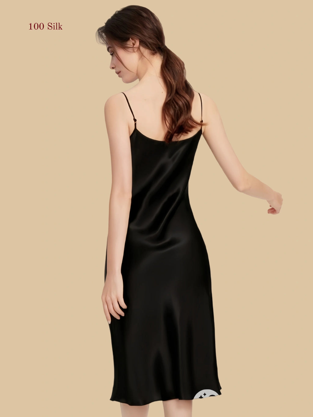 Women's Long Black Silk Slip Dress