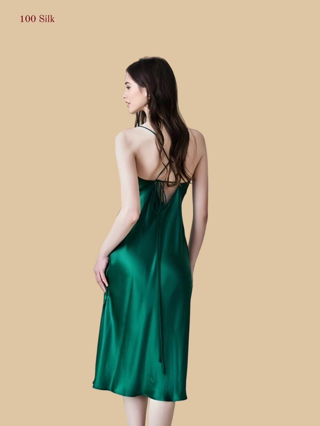 Women's Elegance Long Black Silk Slip Dress