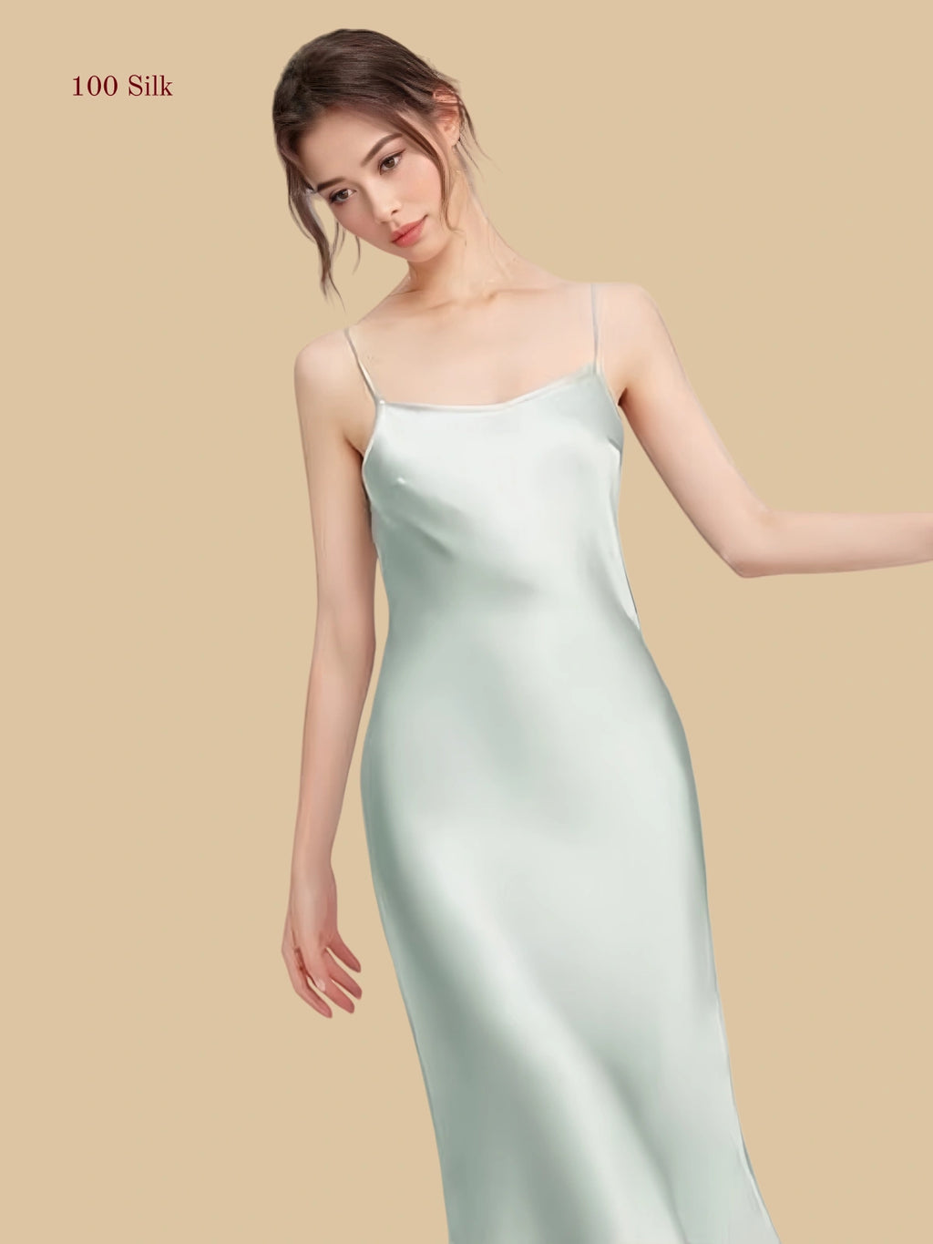 Women's Long Black Silk Slip Dress