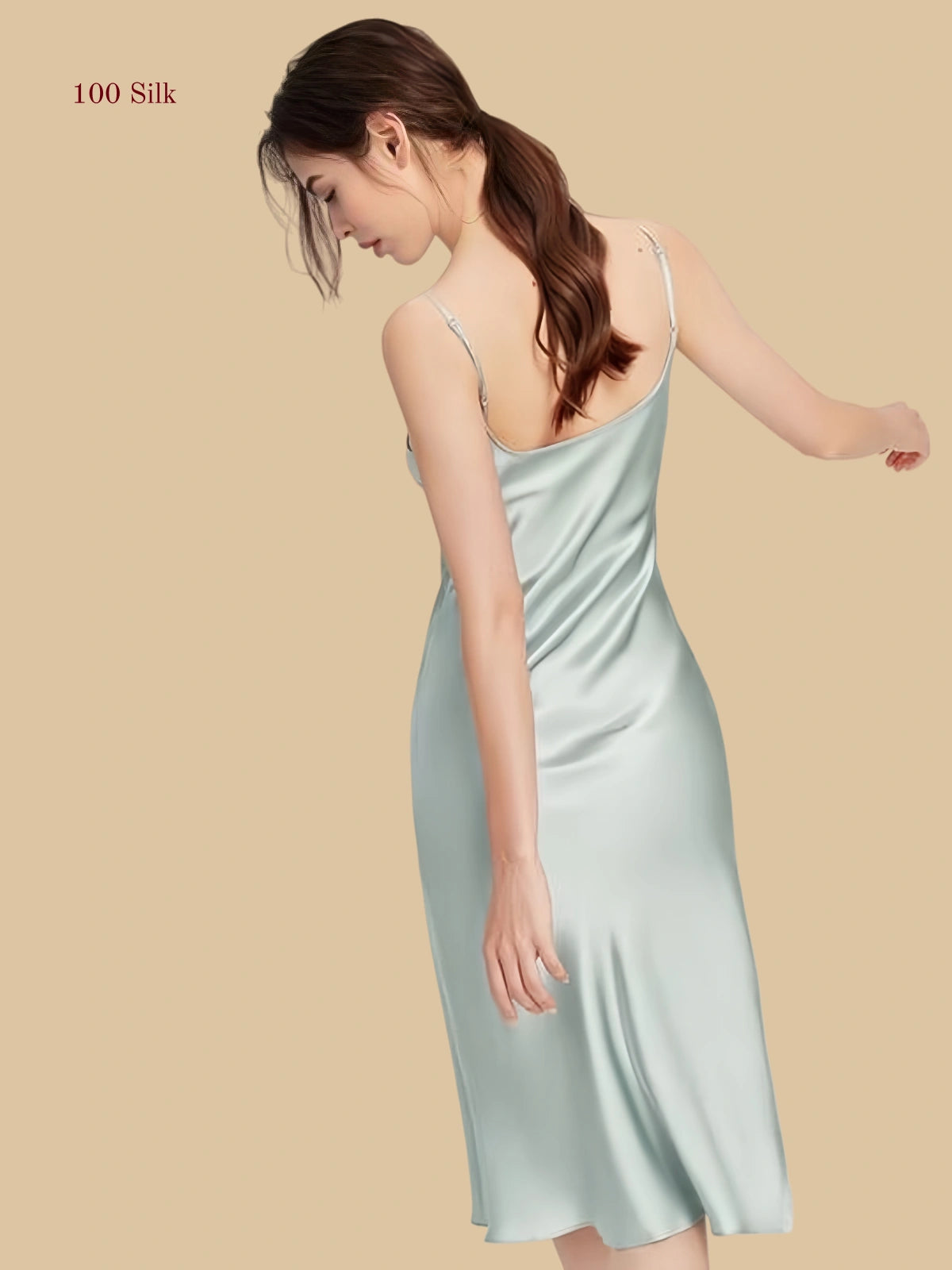 Women's Long Black Silk Slip Dress