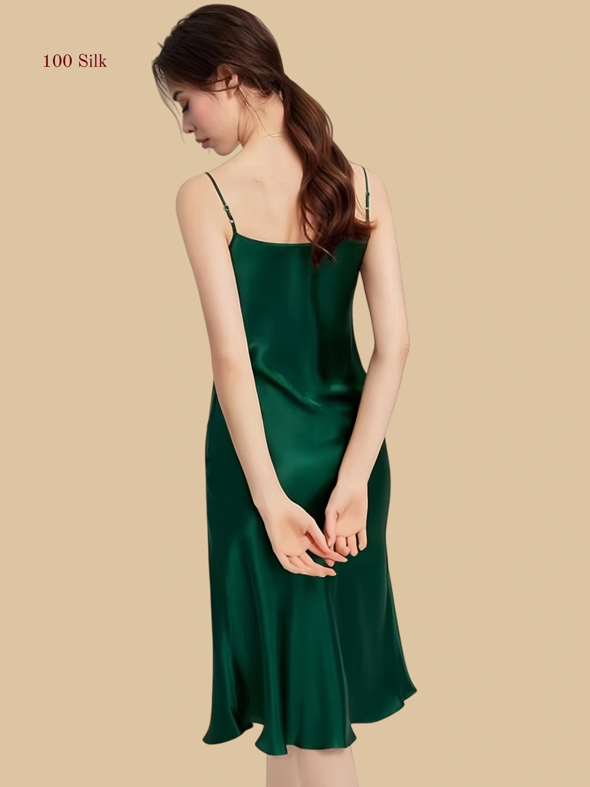 back view of silk dress with clean upper line