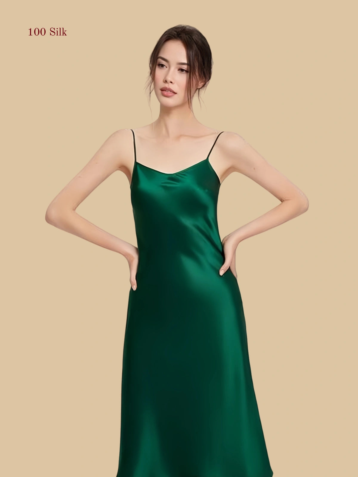 Women's Long Black Silk Slip Dress