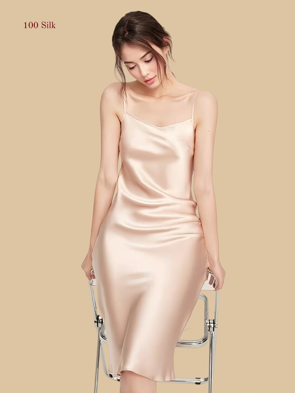 Women's Long Black Silk Slip Dress