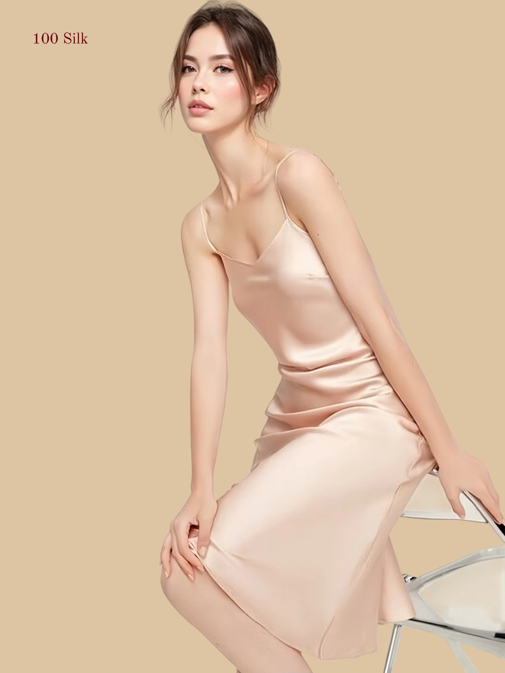 Women's Long Black Silk Slip Dress