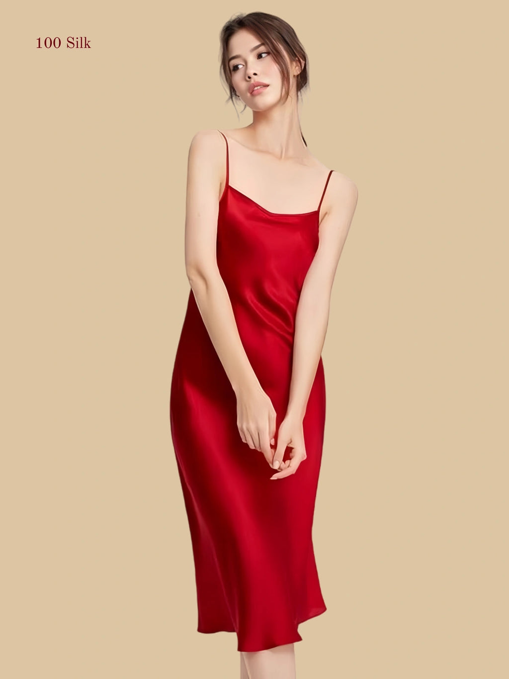 Women's Long Black Silk Slip Dress