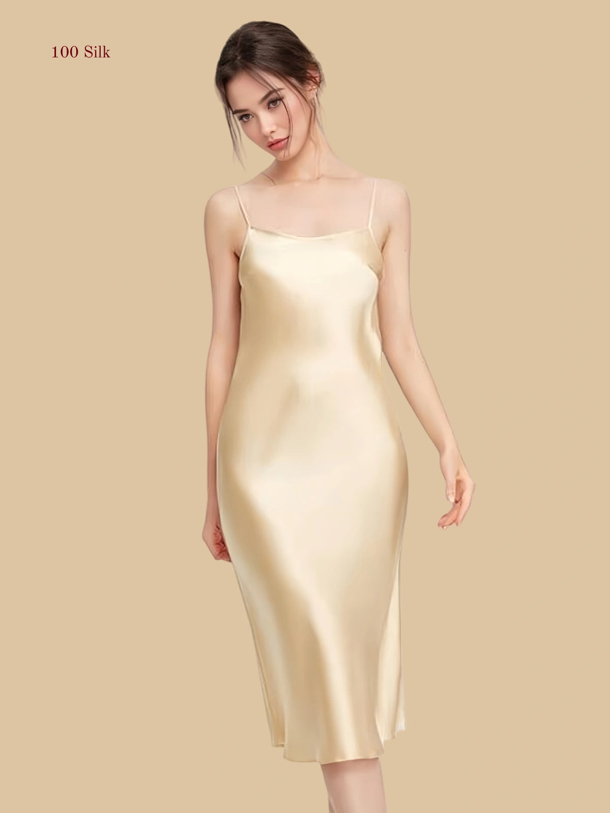 Women's Long Black Silk Slip Dress