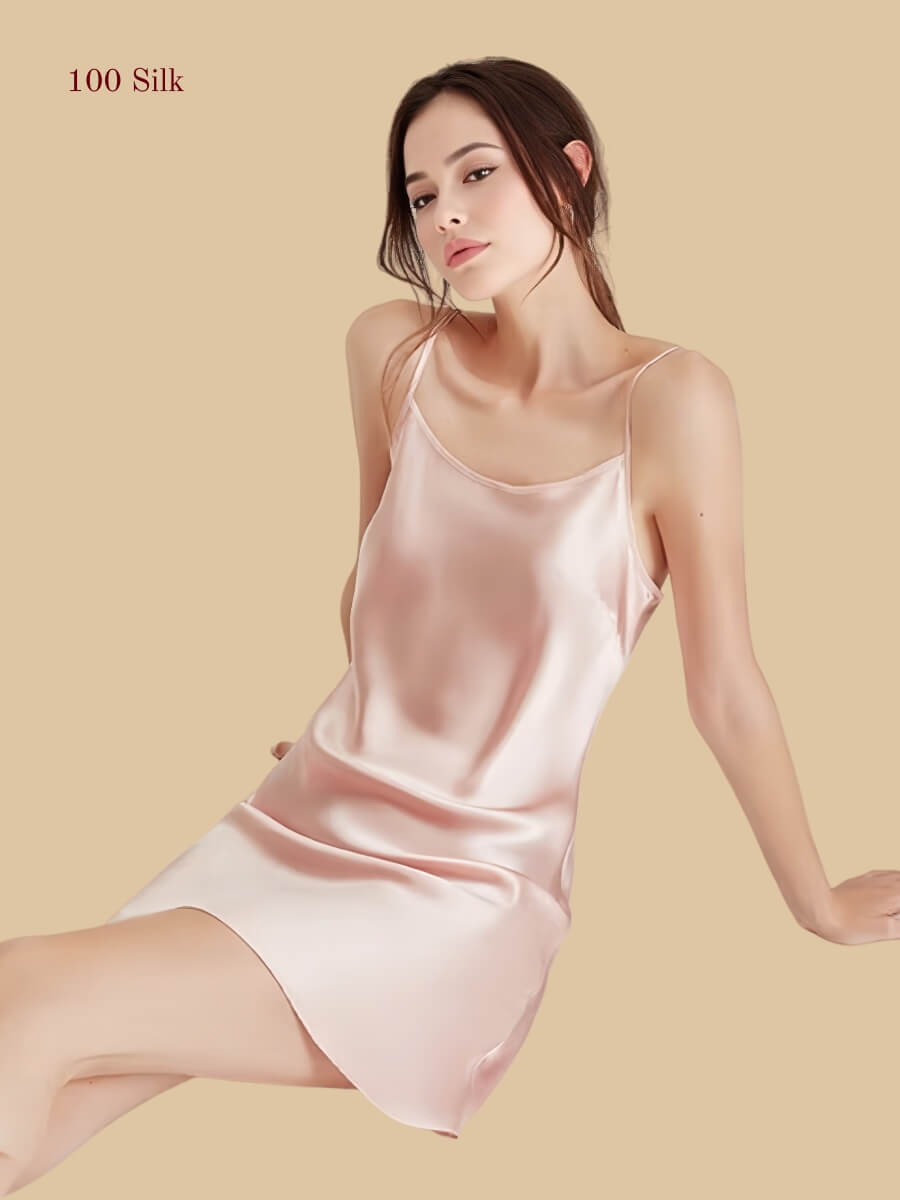Elegant Women's Silk Mini Slip Dress.