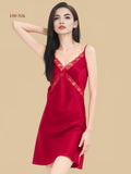16mm lace-cross nightgown with X-front lace panels front view