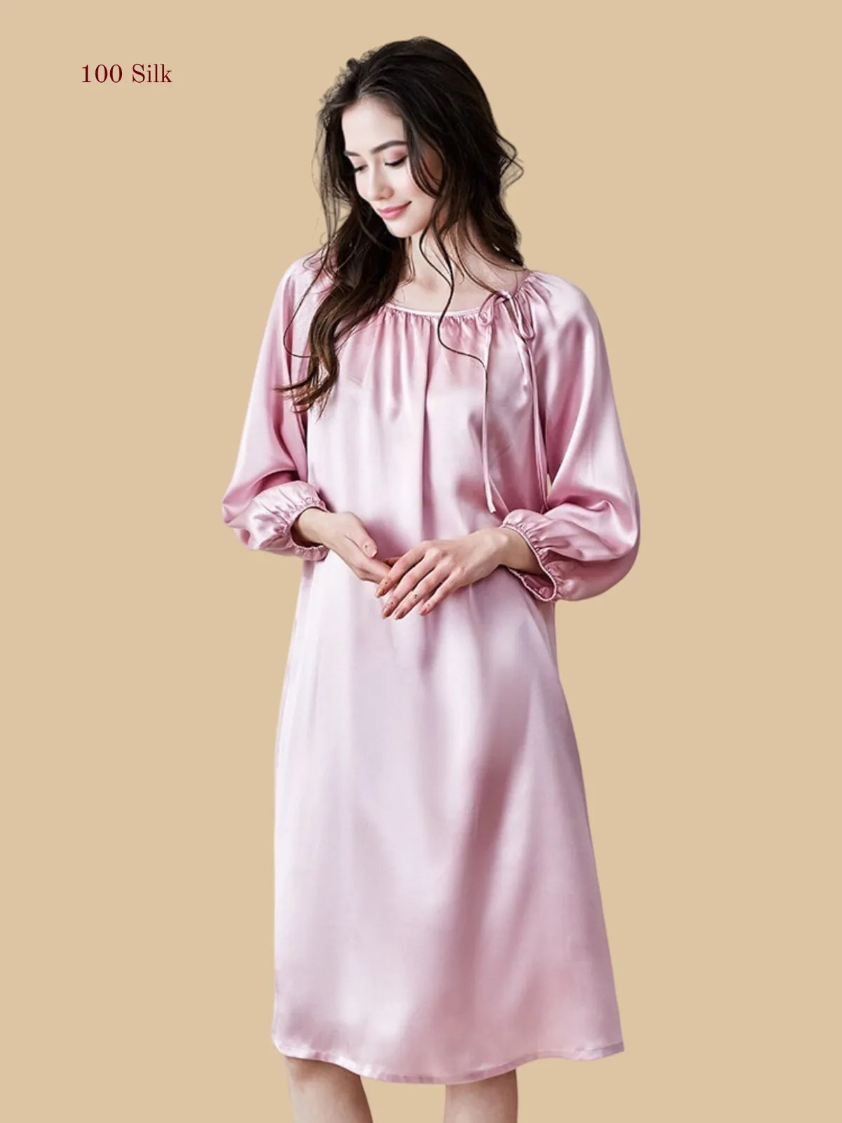 Women's Silk Dresses With Long Sleeves - 100% Mulberry Silk Silk Nightgown And Robe Set | Silkgala
