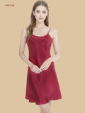red silk camisole nightgown scoop neck front view