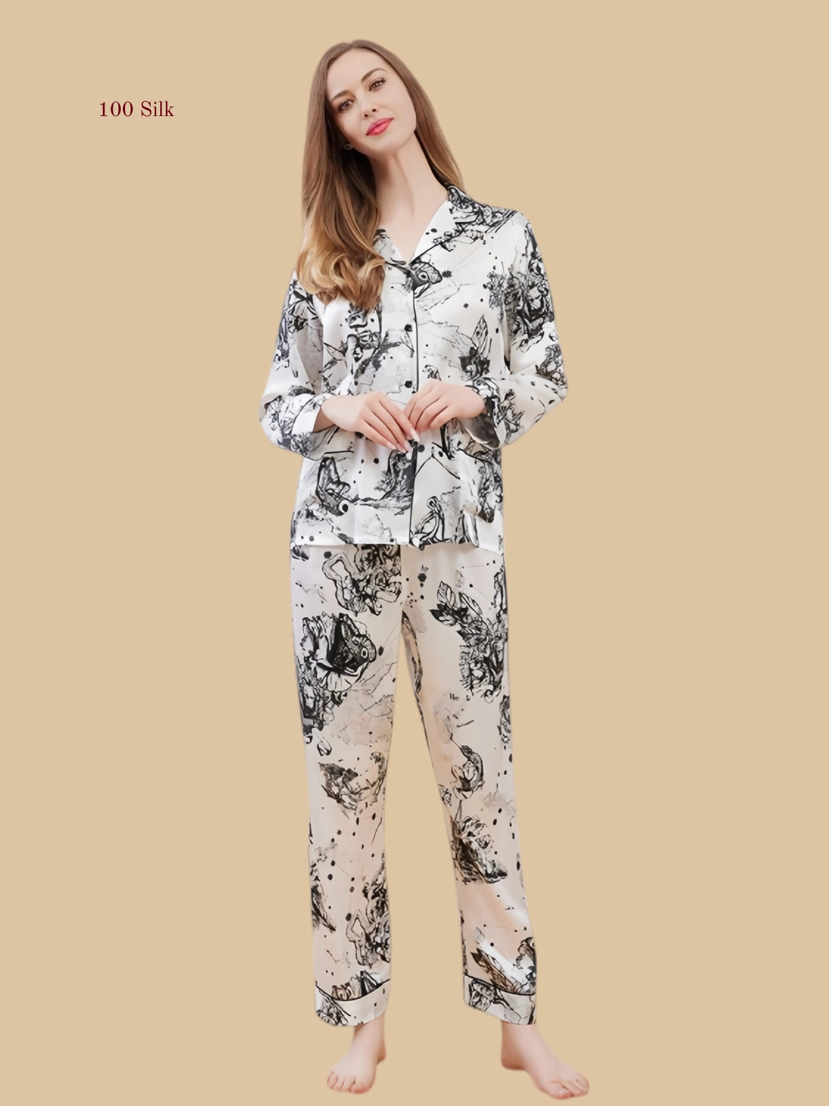 Women's Silk Button Up Pajama Set