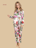 Mixed Pink 19mm relaxed silk shirt set front view with tulip-style botanical print and chest pocket