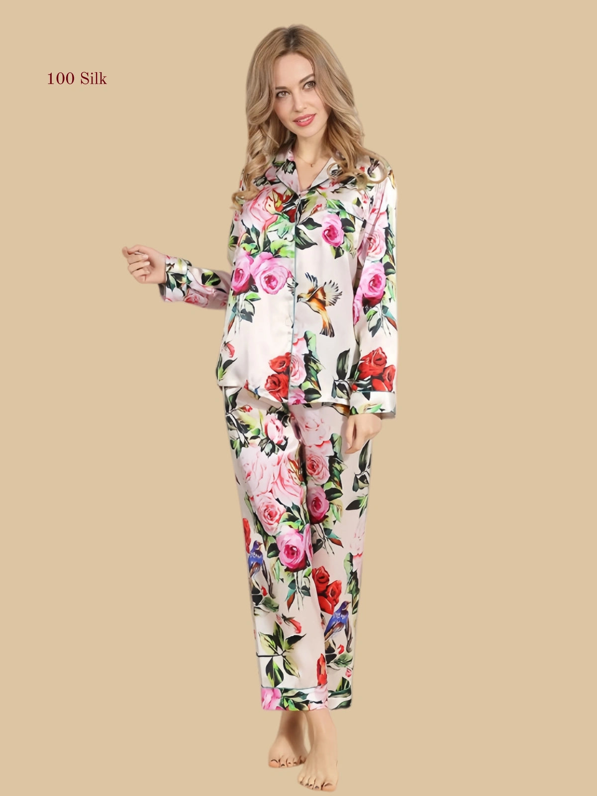Women's Silk Button Up Pajama Set