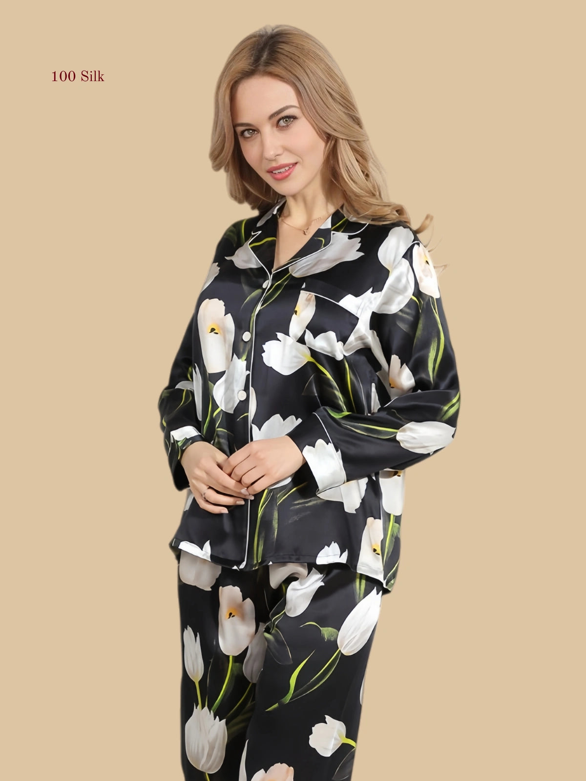 Women's Silk Button Up Pajama Set