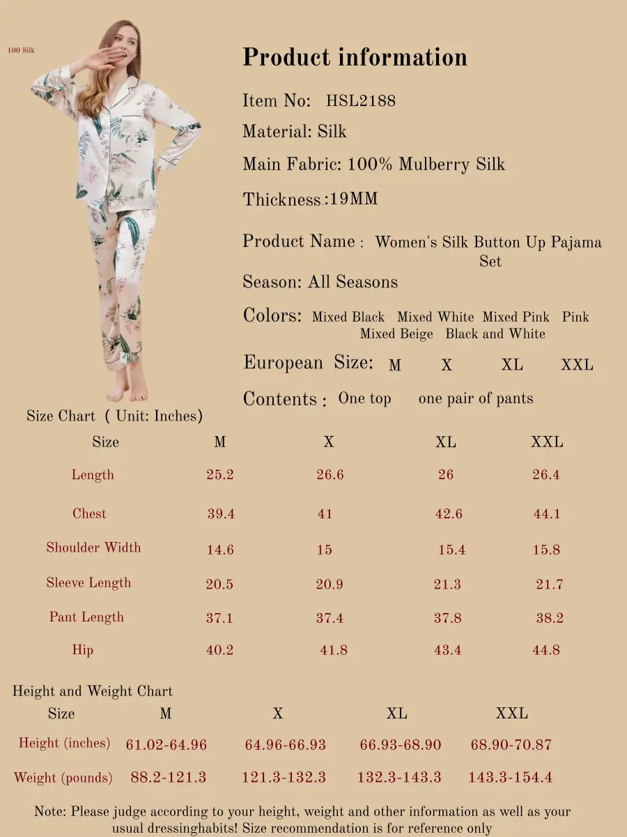 Women's Silk Button Up Pajama Set