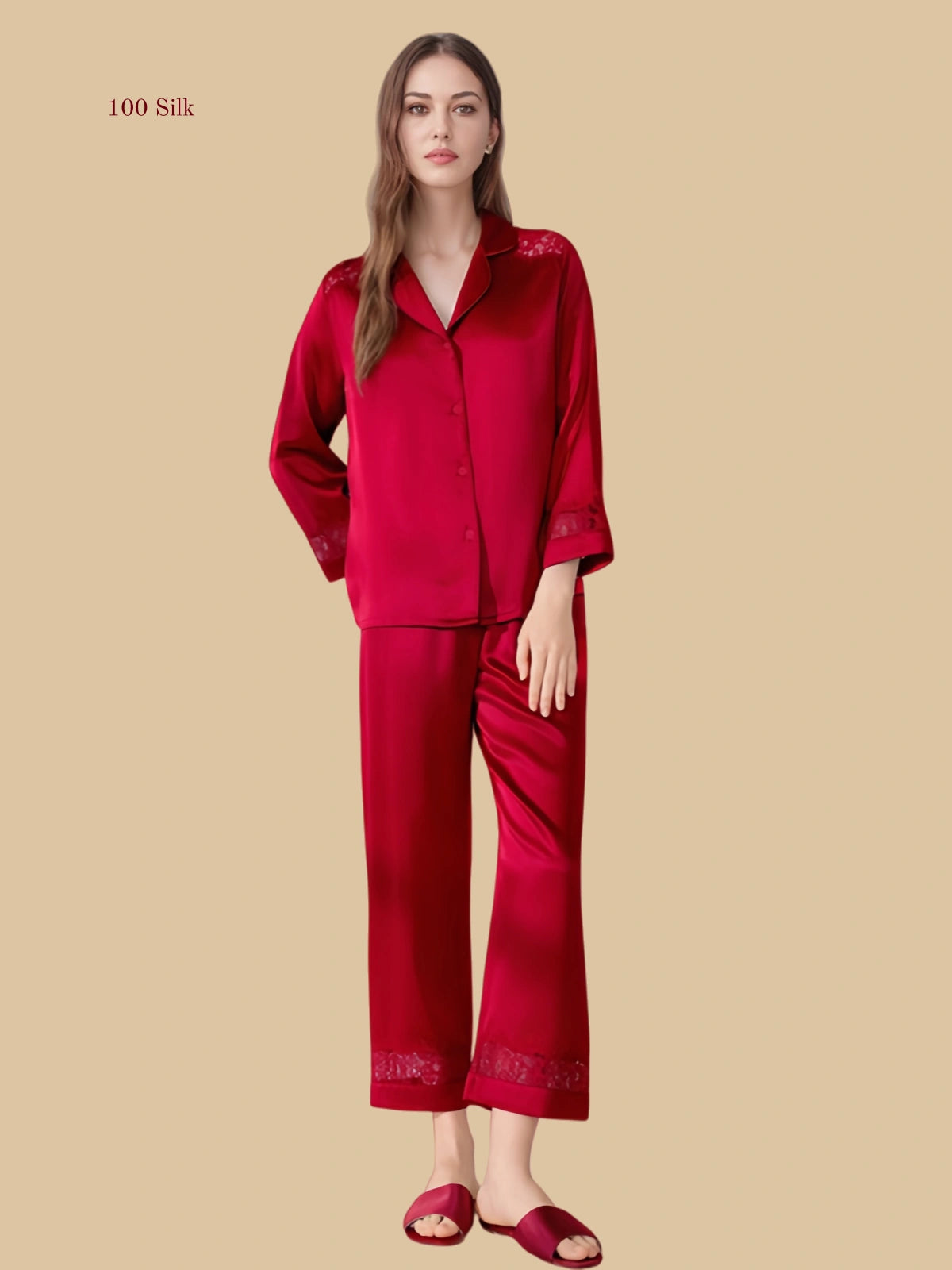 Women's  Silk  Long Pants Pajamas