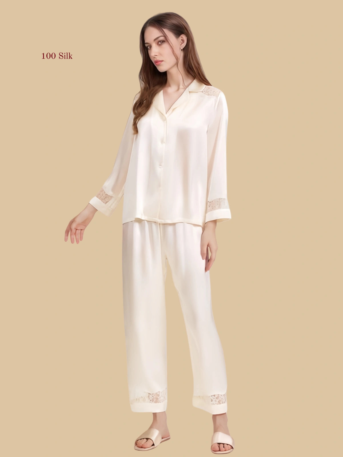 Women's  Silk  Long Pants Pajamas