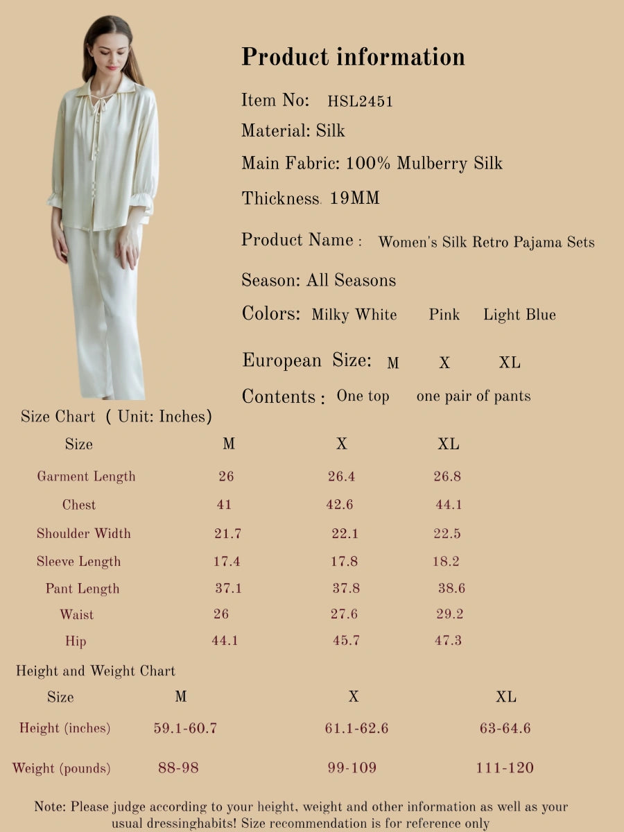 Women's Silk Retro Pajama Sets