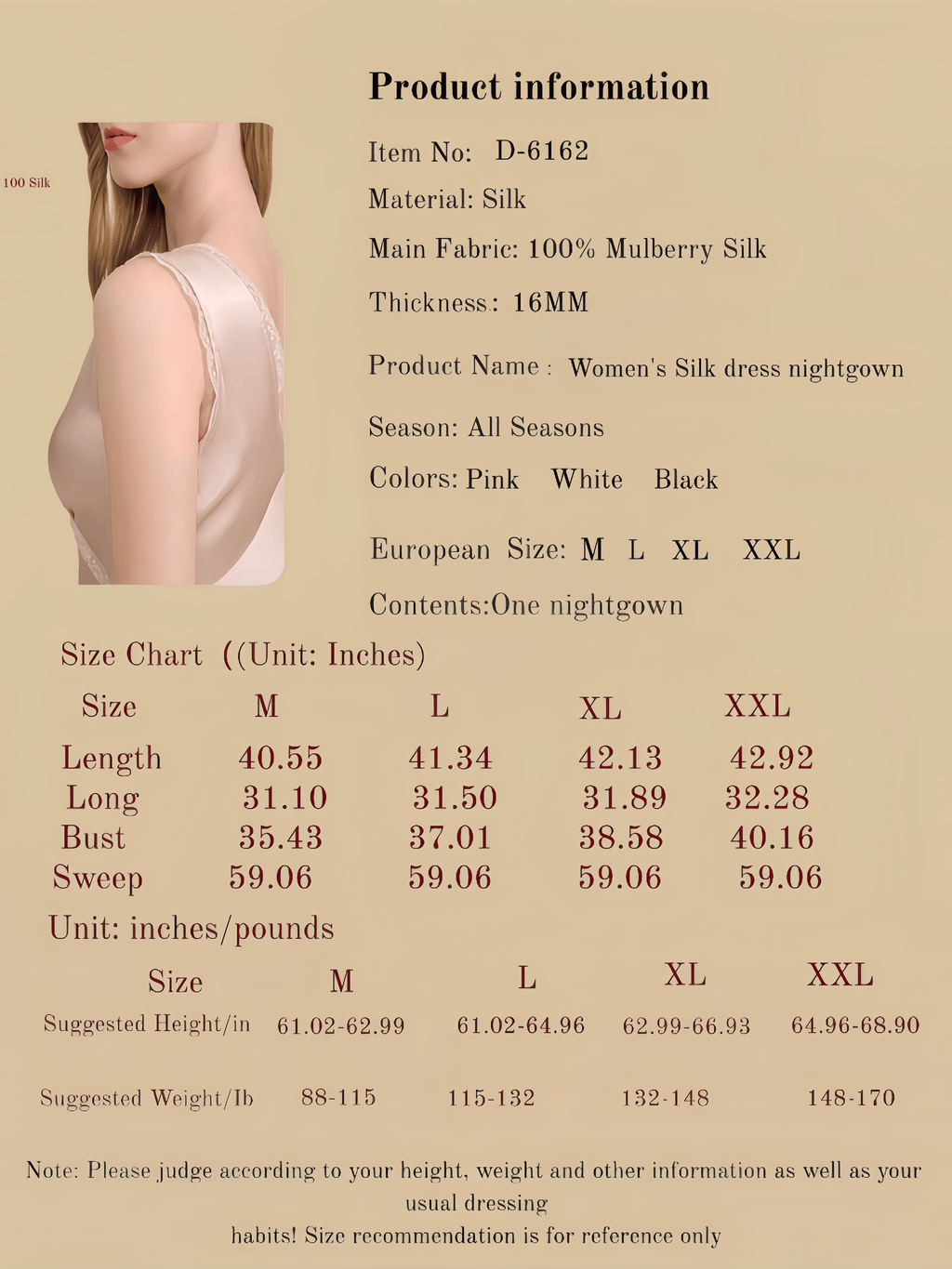 Women's Silk Dress Nightgown