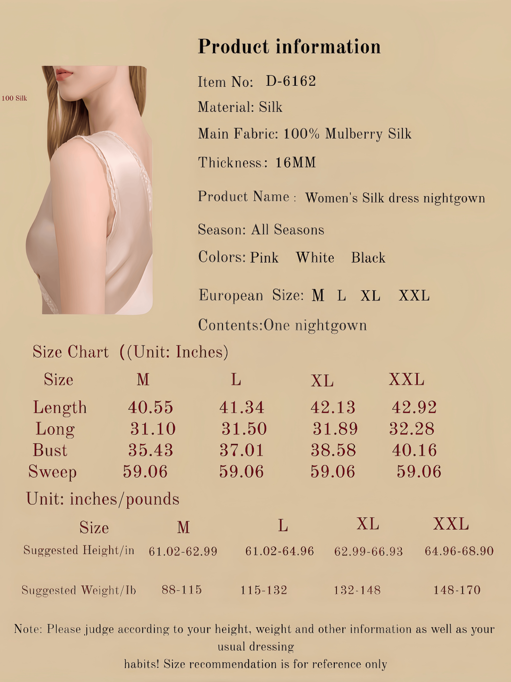 Women's Silk Dress Nightgown