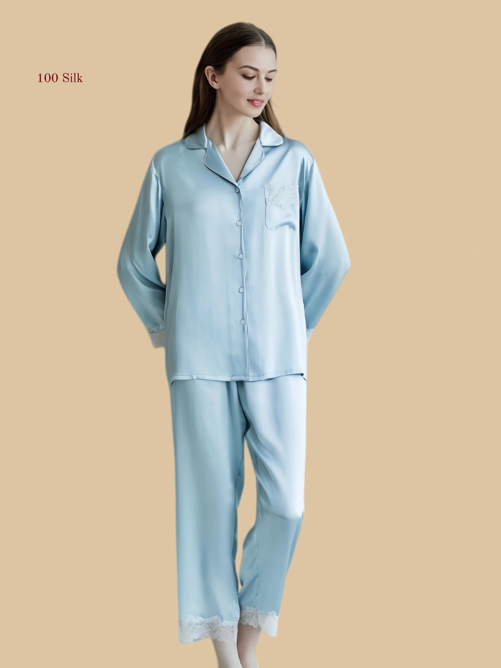 Women's Two Piece Silk Pajama Set