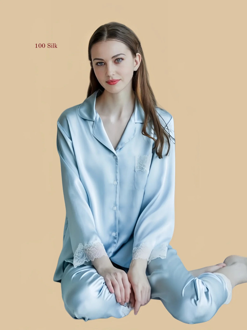 Women's Two Piece Silk Pajama Set