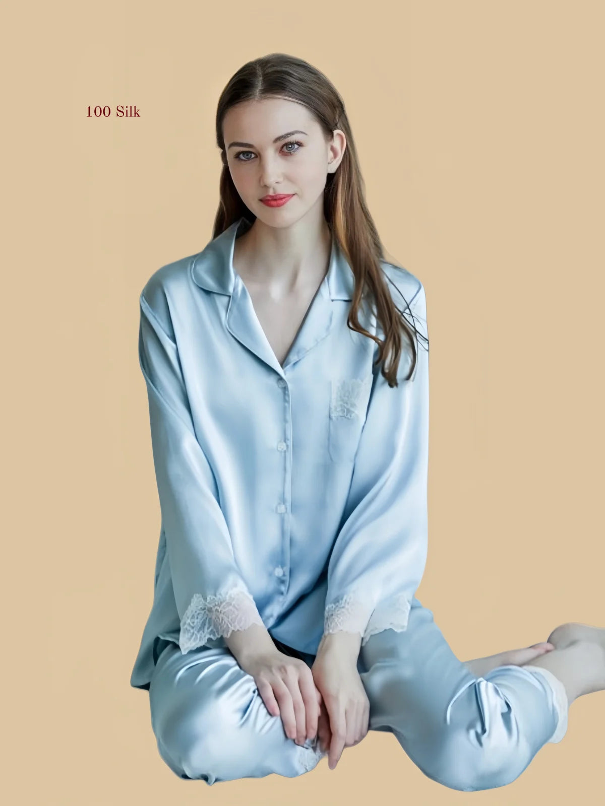 Women's Two Piece Silk Pajama Set