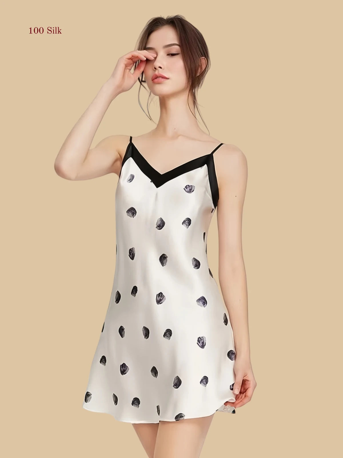 Women's Printing Silk Slip Dress Short