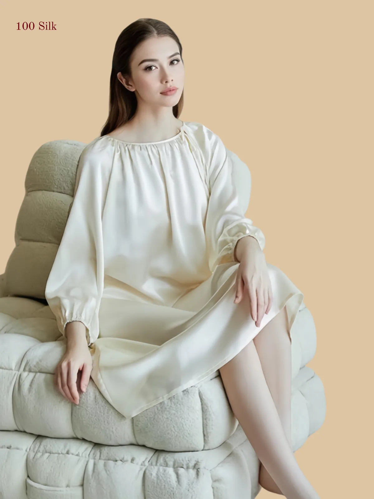 Women's Silk Dresses With Long Sleeves - 100% Mulberry Silk Silk Nightgown And Robe Set | Silkgala