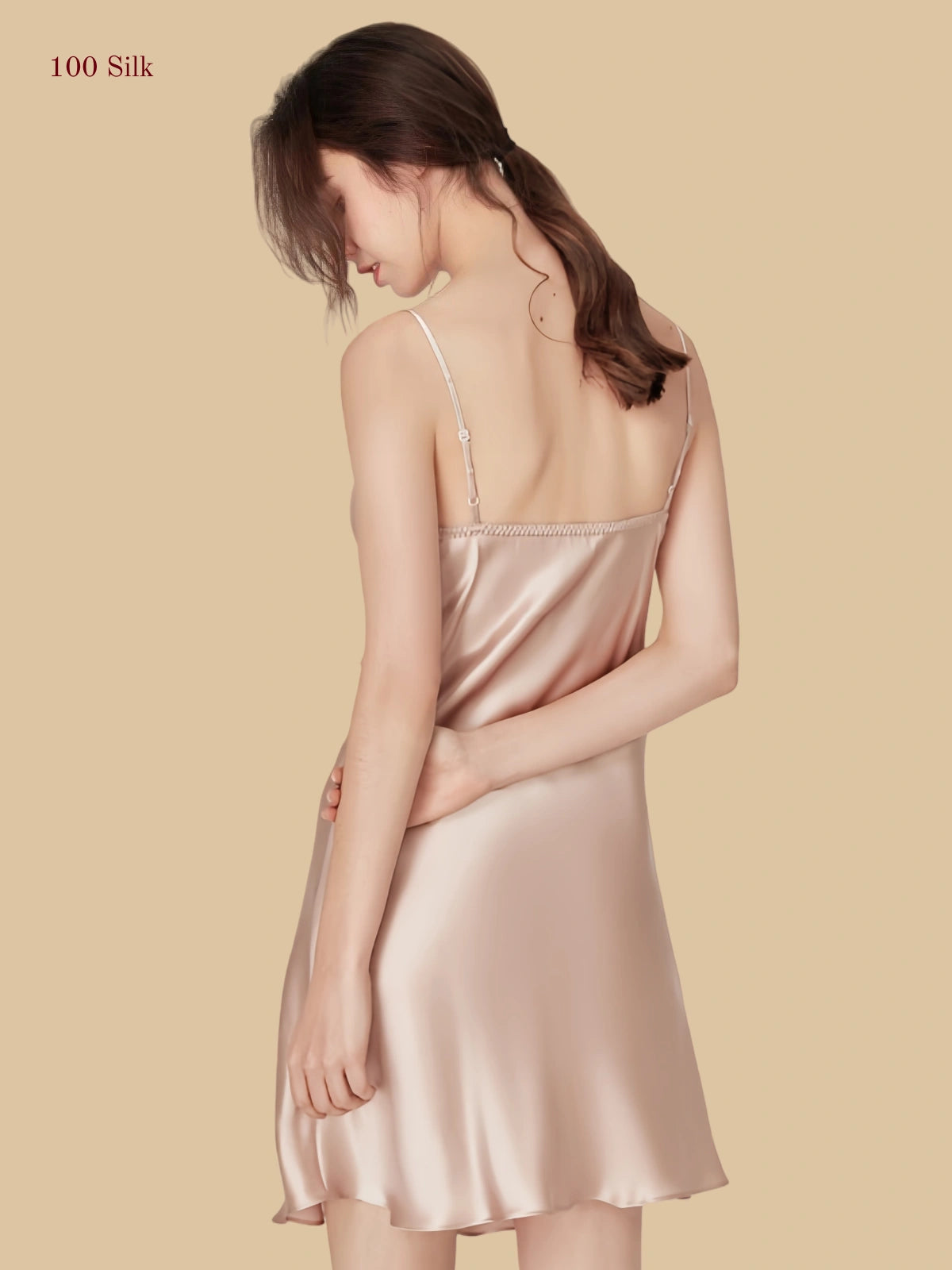 Women's Slip On Silk Dress With Breast Pads