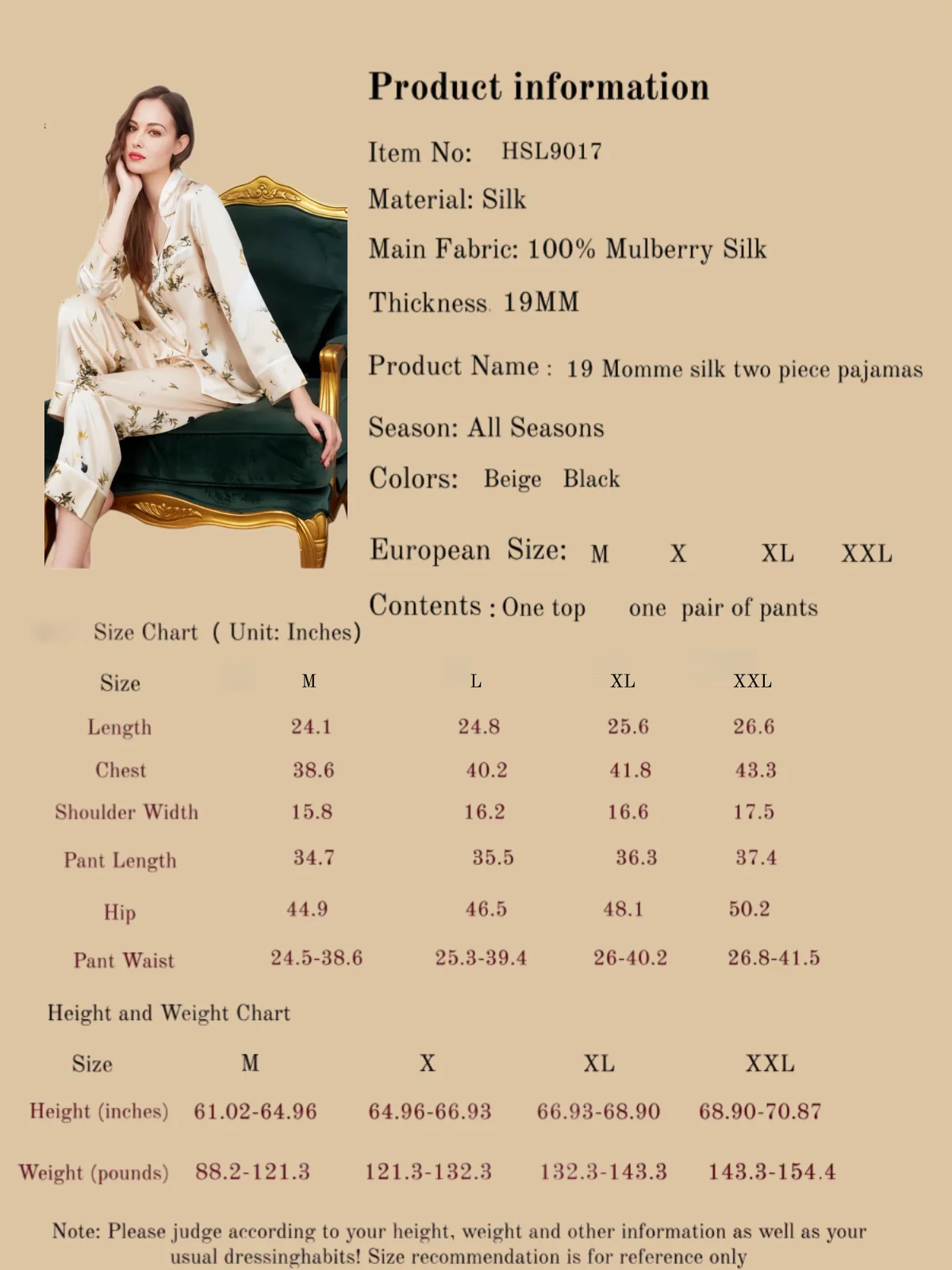 19 Momme Silk Two Piece Pajamas