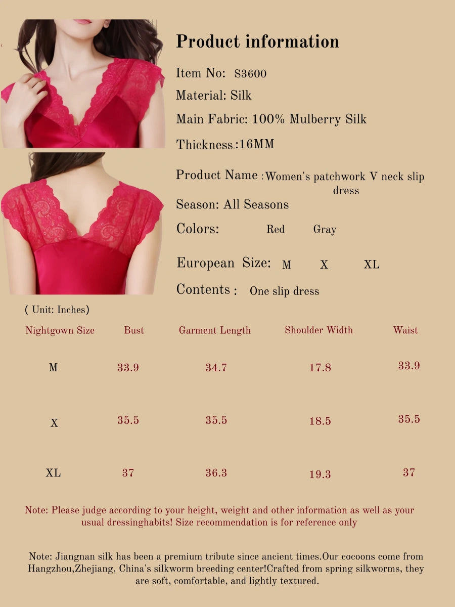 Women's Patchwork V Neck Slip Dress