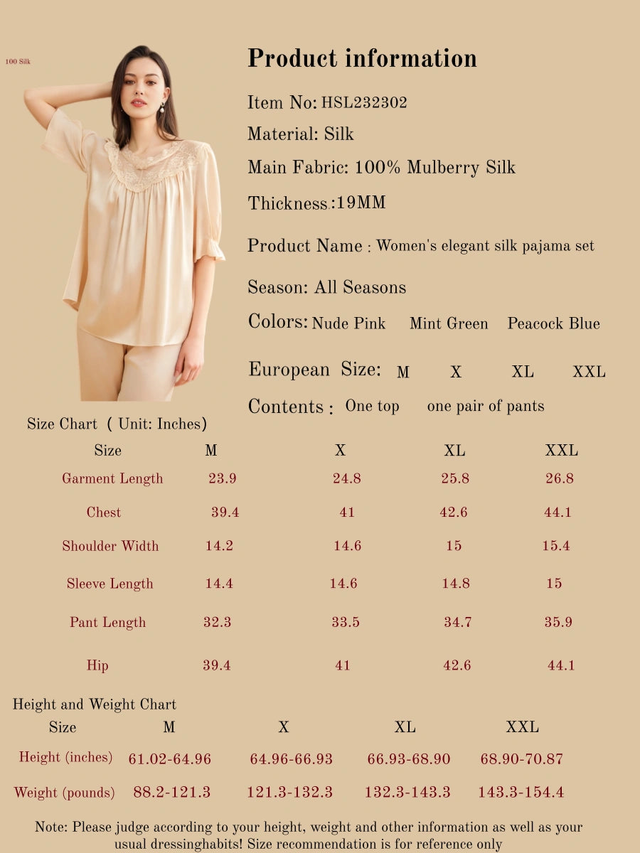 Women's Elegant Silk Pajama Set