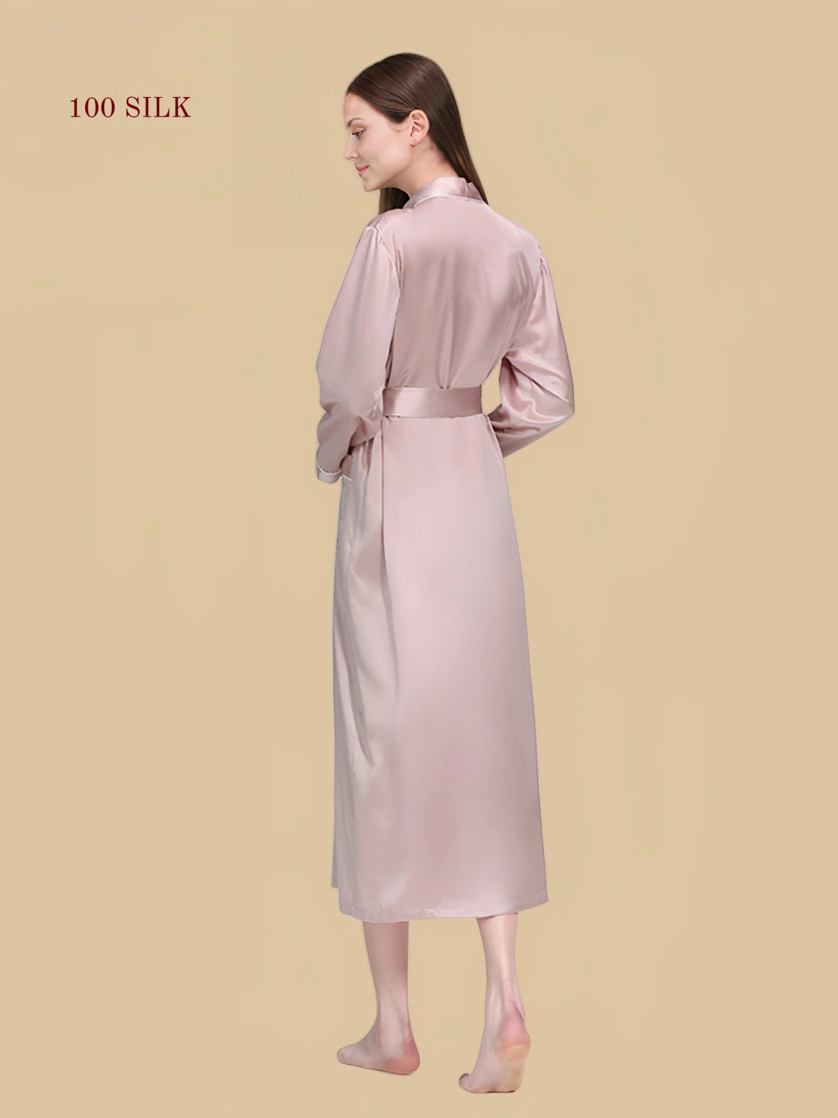 Women's long-sleeved silk nightgown