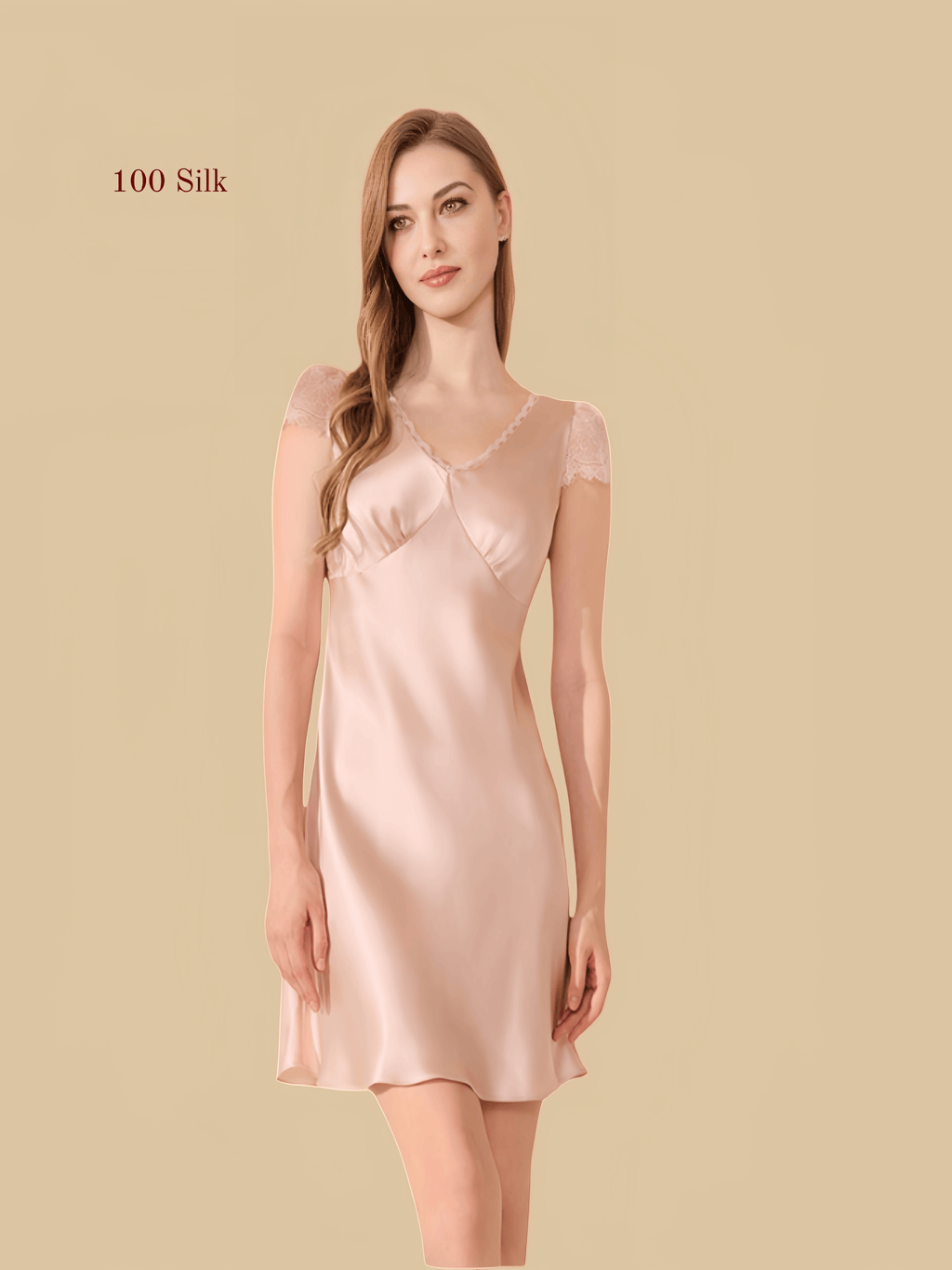 Women's short silk nightdress
