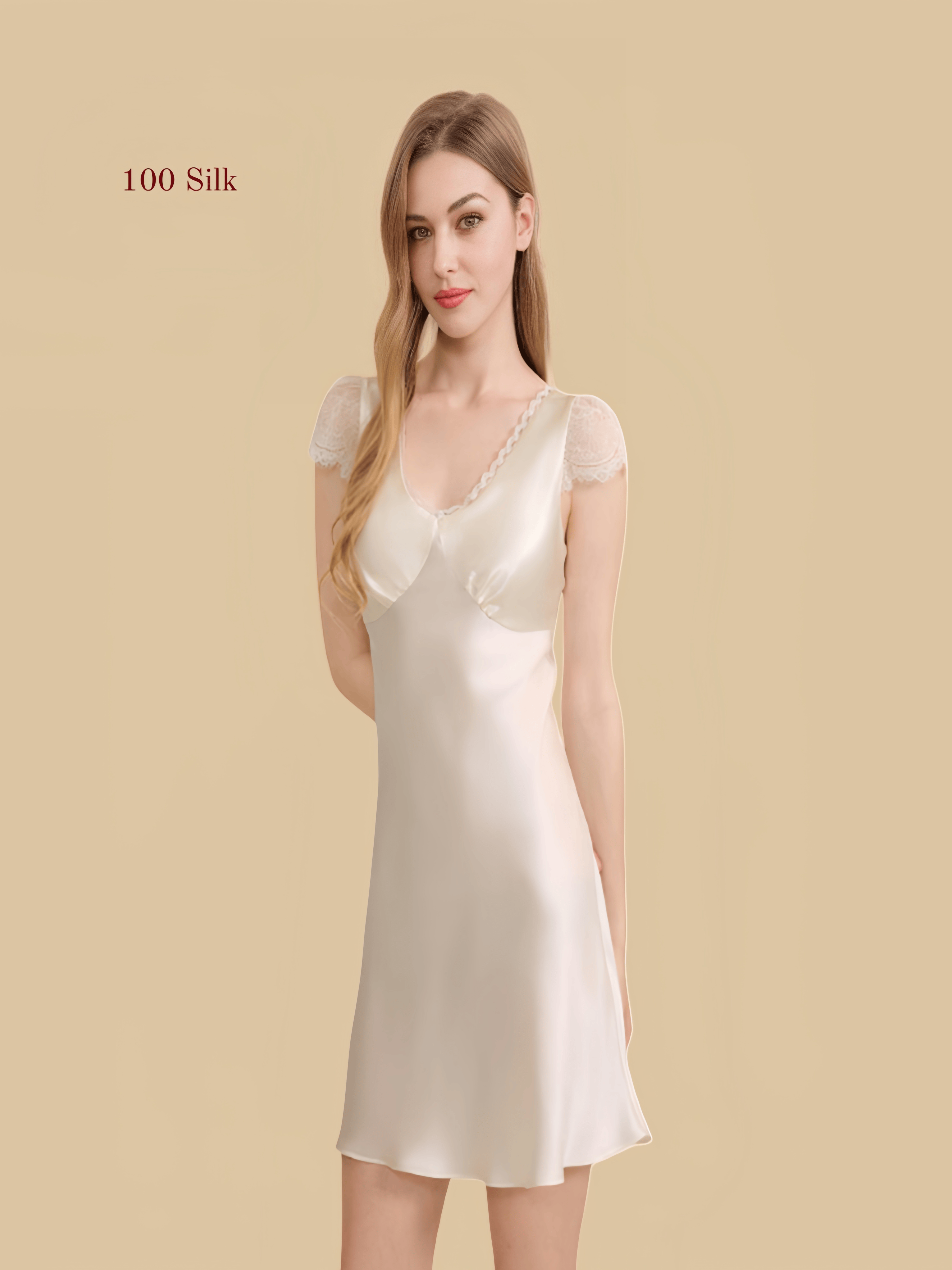 Women's short silk nightdress