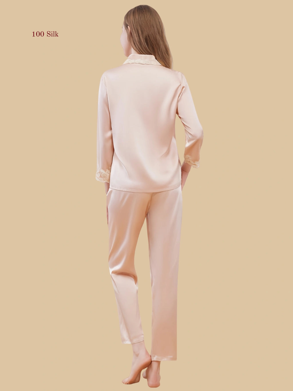 Women's Silk Long Sleeve Pants Pajama Set