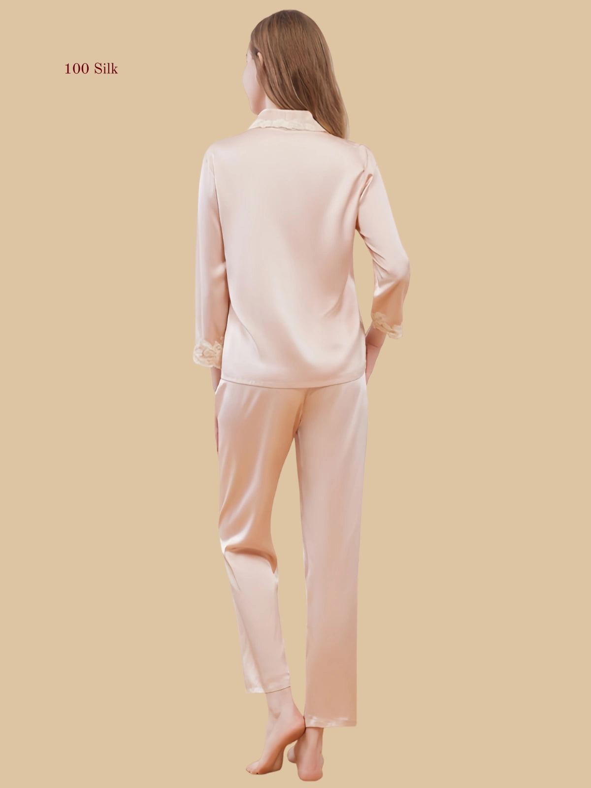 Women's Silk Long Sleeve Pants Pajama Set