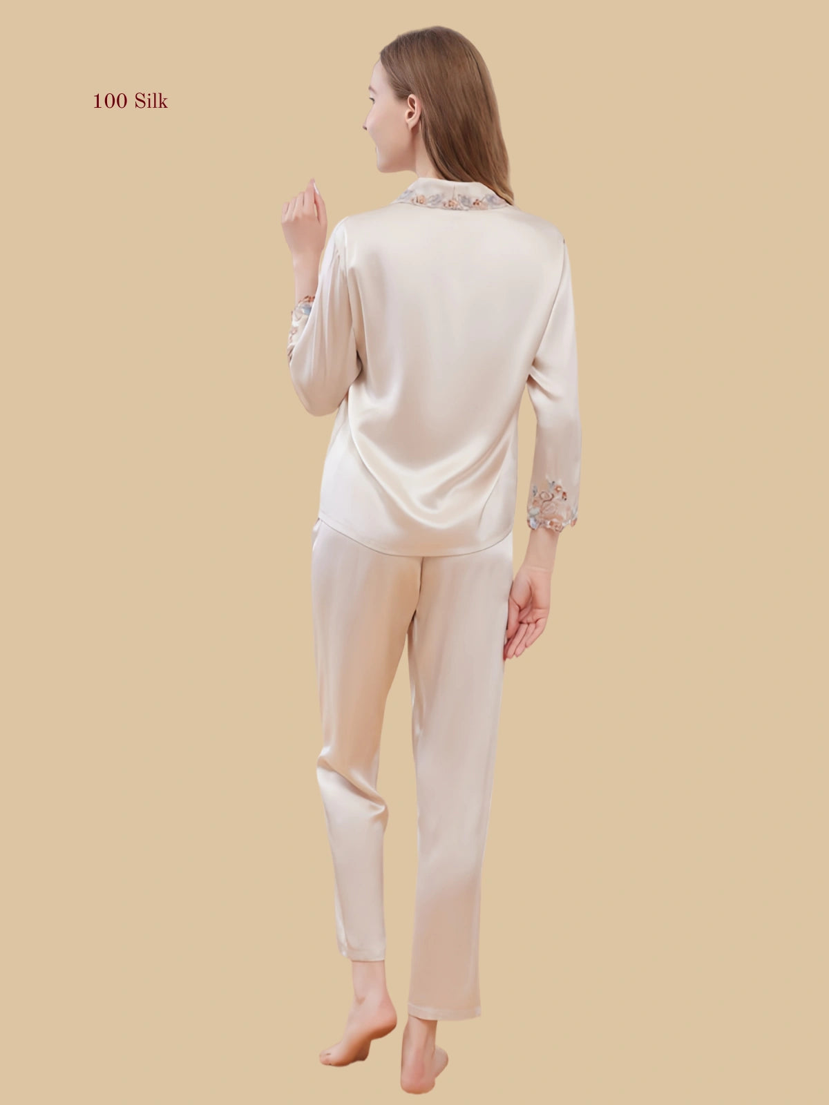 Women's Silk Long Sleeve Pants Pajama Set