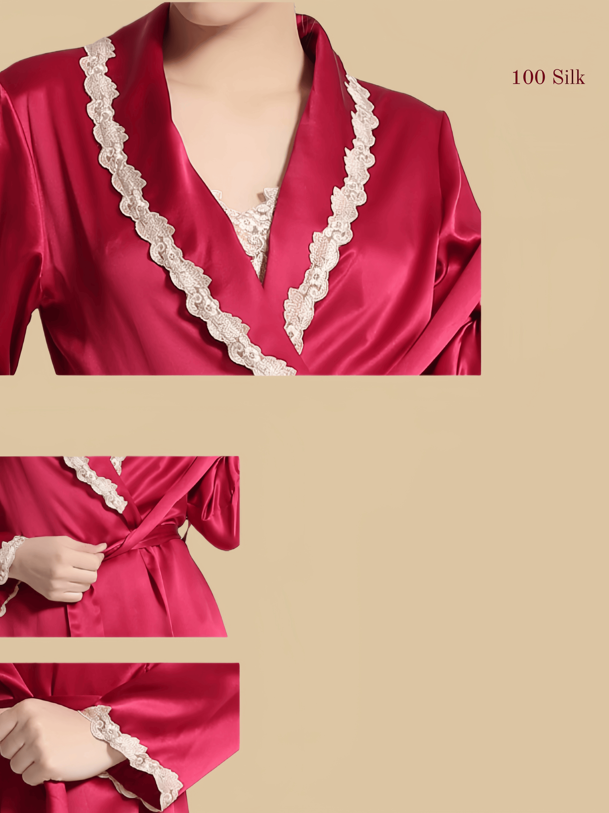 Women's silk short kimono robe