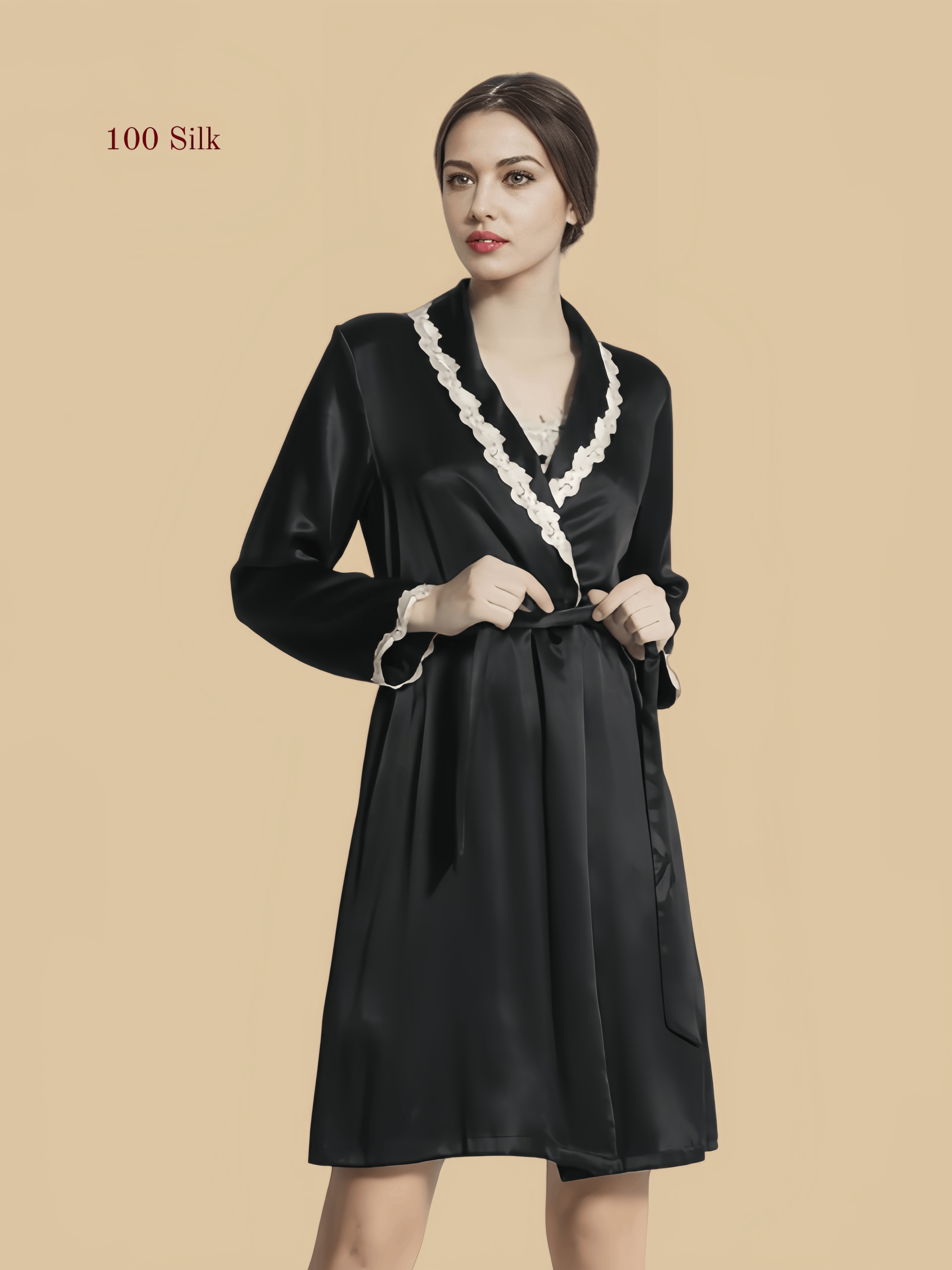 Women's silk short kimono robe