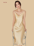 16mm cowl neck slip with side slit front view